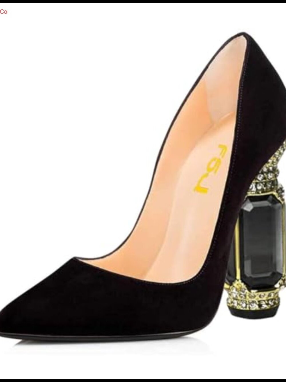 Pointed Toe Chunky High Heel Crystal Pumps Slip On Wedding Shoes